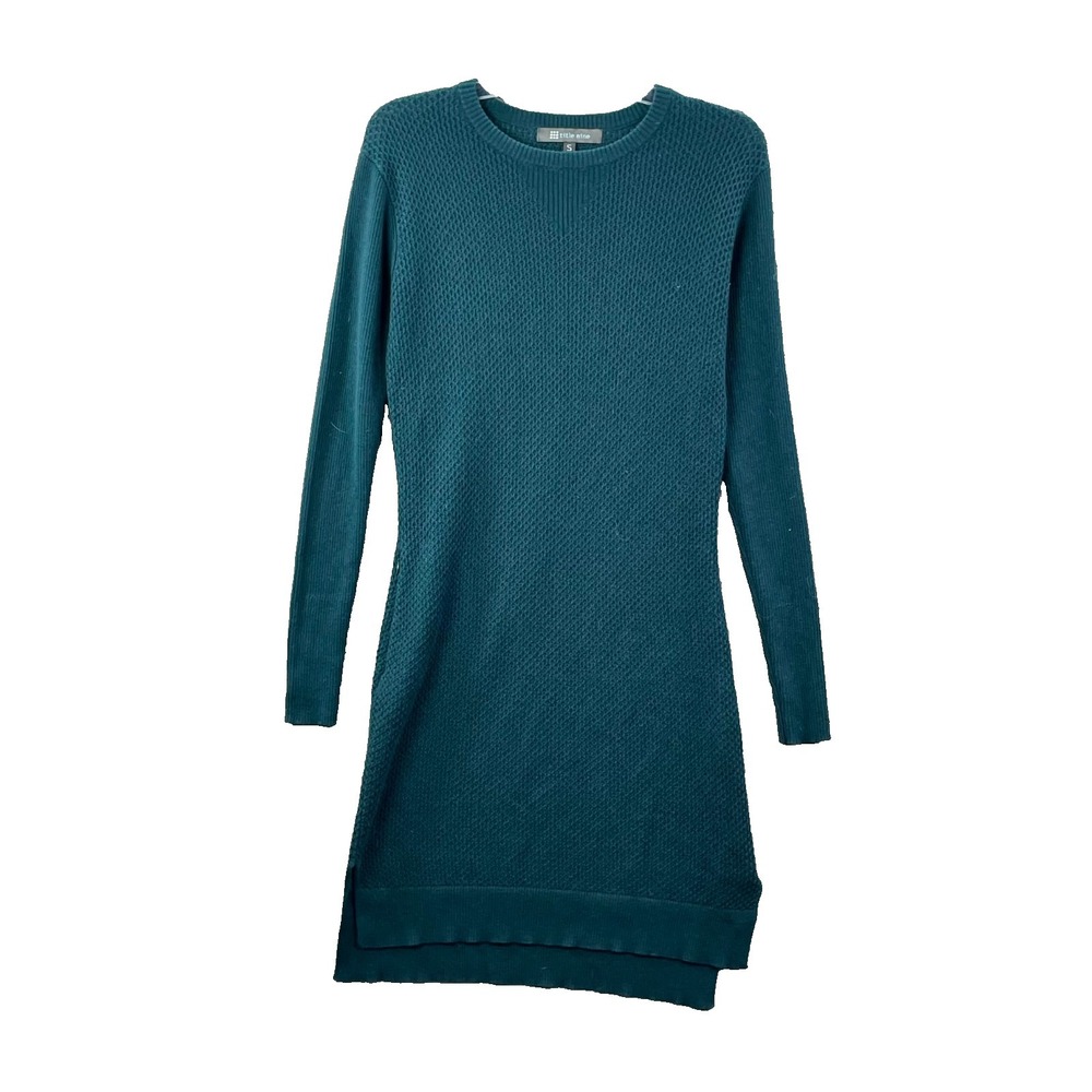 Title Nine Sweater Dress Womens Small Teal Merino Wool Knit Gorpcore Resort Wear